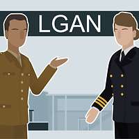 Eine Grafik zeigt zwei Soldaten. Im Hintergrund ist ein Gebäude und der Schriftzug LGAN.