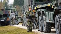 In NRF-Vorbereitung: Soldaten des Ulmer Kommandos üben einen technischen Halt auf ihrem Weg zu ihrem Einsatzort.
