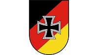 Wappen mit den Deutschlandfarben und Eisernem Kreuz in der Mitte