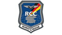 Auf blauem Wappen die Buchstaben RCC für Rescue Coordination Center, darunter die Deutschlandkarte