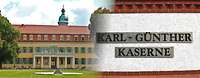 Karl-Günther Kaserne Kollage aus einem Gebäude und dem Schriftzug des Kasernennamens