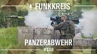 Podcast-Logo "Funkkreis" und Text "Invictus Games", dahinter ein Soldat der eine Panzerfaust 3 hält und abschießt