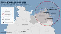 Eine Karte zeigt das Übungsgebiet von Schneller Adler 2022 im Norden von Deutschland.
