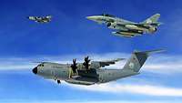 Formationsflug eines A400M mit Tornado und Eurofighter