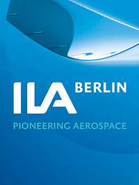 Das Logo der ILA Berlin auf einer blauen Fläche.