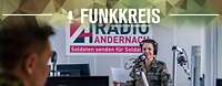 Funkkreis Einsatzradio #119 Podcast-Logo "Funkkreis" und Text "Einsatzradio", dahinter eine Soldatin im Tonstudio.