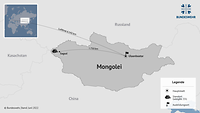 Eine Karte von der Mongolei mit den gekennzeichneten Ausbildungsorten