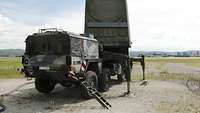 Ein verbautes Radar auf einem Bundeswehr-Lkw