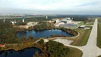 Aerial view of the facility including runway