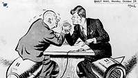 Karikatur mit Nikita Chruschtschow und John F. Kennedy