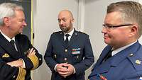 The cyber and information domain chiefs of service of Germany, Finland, and Sweden in a discussion during the BCCF.