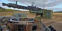 Nahaufnahme von einem Maschinengewehr auf der Bordlafette des Pionierpanzer Dachs