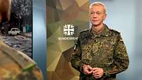Brigadegeneral Becker während eines Interviews mit einem Soldaten