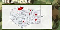 Grafische Darstellung des Kasernengeländes mit grauen und roten Flächen