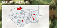 Grafische Darstellung des Kasernengeländes mit grauen und roten Flächen