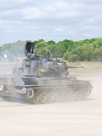 Flugabwehrpanzer Gepard während einer Vorführung Der Flugabwehrkanonenpanzer Gepard