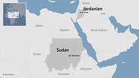 Eine Karte zeigt den Sudan und Jordanien