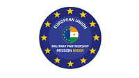 Ein Rundes Wappen der European Union Military Partnership Mission in Niger