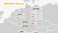 Deuschlandkarte mit Stationierungsorten bei Air Defender