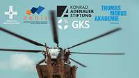 Flyer zur Akademietagung für Offiziere der Bundeswehr mit einem Hubschrauber