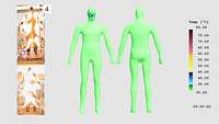 A human silhouette in green, a temperature scale on the right.