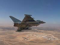 Ein Eurofighter während der Übung Desert Air 2023