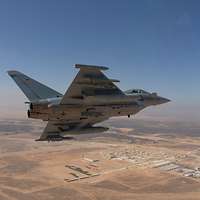 Ein Eurofighter während der Übung Desert Air 2023