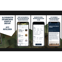 Eine Infografik, auf der ein Telefon abgebildet ist, auf dem Artikel von bundeswehr.de abgebildet sind