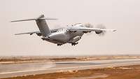 A transport aircraft about to take off.