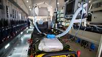 Medical equipment on board of a transport aircraft.
