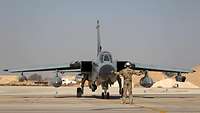 Tornado jet taxiing to the runway in Al Azraq.