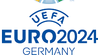 Das Wappen der Europameisterschaft. Ein Pokal umgeben von vielen verschiedenen Farben