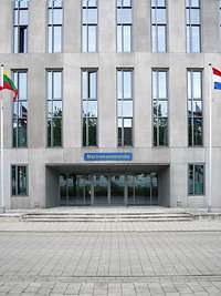 German Navy Headquarters a grey building with many windows.