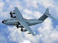A400M in den Wolken bei einem Flug im August 2018.