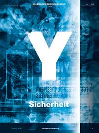 Das Cover vom Y-Magazin „Sicherheit“ mit Collage, die durchleuchtete Dokumenten zeigt