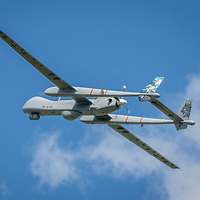 Eine German Heron TP in der Luft.