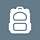 Ein grafisches Symbol von einem Rucksack in Weiß auf blau-grauem Hintergrund
