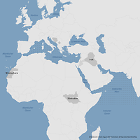 Eine Karte zeigt die Einsätze der Bundeswehr mit Mandat weltweit