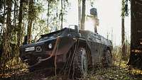 Der Spähwagen Fennek steht in einer Waldlandschaft