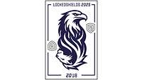 Logo mit einem Adlerkopf (oben) und einem umgedrehten Löwenkopf (unten)