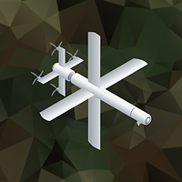 Eine 3D-Grafik von einem Flugkörper auf Polygon-Hintergrund