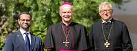 Militärbischof Overbeck (m.) mit dem Evangelischen Militärbischof Felmberg (r.) und dem Militärbundesrabbiner Balla (l.)