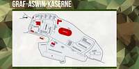 Grafische Darstellung des Kasernengeländes mit grauen und roten Flächen