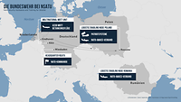 Eine Karte zeigt die Bundeswehr in Deutschland, Polen und Rumänien bei NSATU