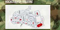 Schematische Darstellung des Kasernengeländes mit grauen und roten Flächen