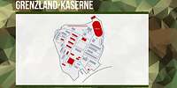 Schematische Darstellung des Kasernengeländes mit grauen und roten Flächen