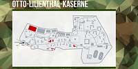 Schematische Darstellung des Kasernengeländes mit grauen und roten Flächen