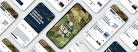 Blick auf mehrere Mobiltelefone nebeneinander, auf denen die Bundeswehr-Newsradar-App zu sehen ist.