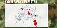 Grafische Darstellung des Kasernengeländes mit grauen und roten Flächen