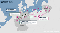 A map of military exercises in Germany, in the North Sea and in Lithuania